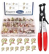 Eoppen 140Pcs 6-22mm Spring Band Hose Clamps Assortment Kit with Swivel Flat Band Fuel Hose Clamp...