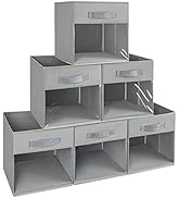 DIMJ Storage Cubes, Cube Storage Bin, Foldable Storage Cubes with Window, 6 Pack Closet Storage B...