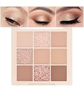 9Colors Pink Beige Eyeshadow Palette,Nude Soft Small Eyeshadow Matte Shimmer Natural Neutral Crea...