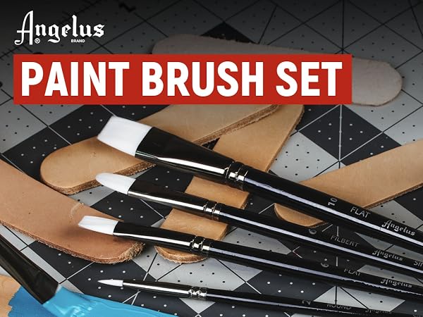 Angelus paint brush set, synthetic brushes, acrylic painting tools, leather painting brushes