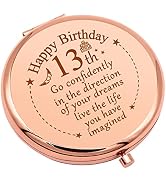 13th Birthday Gifts for Girls Inspirational Gift Compact Makeup Mirror for 13 Year Old Girls Happ...