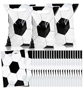 BLEWINDZ 50 Pcs Soccer Gift Goodie Bags, Party Favor Bags with Handles for Kids’ Birthday Parties...