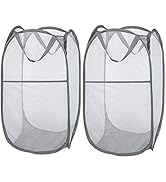 Larpur 2 Pack Popup Mesh Laundry Baskets, Collapsible and Portable Clothes Washing Laundry Hamper...