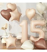 Large 15 Balloons Nude, Foil Brown Cream Apricot Beige Tan Number 15 Balloons Decor, Helium Sand ...