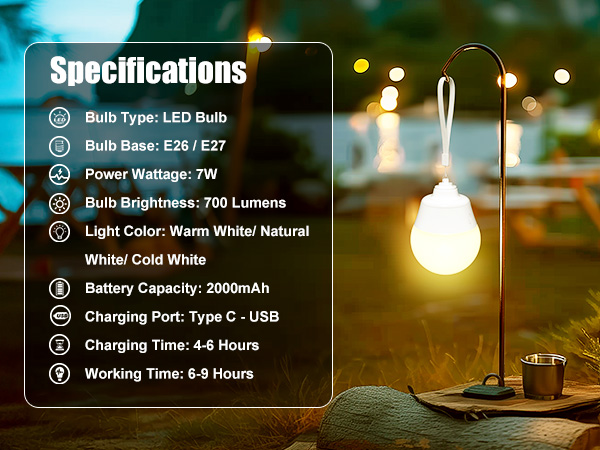 Brightown E26 Rechargeable Light Bulb with Remote