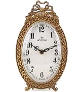 NIKKY HOME Gold Table Clock Silent Non-Ticking, Small Shelf Desk Top Clock Battery Operated Class...