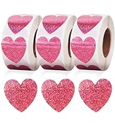 Vuzvuv 1500 Labels Glitter Pink Heart Stickers, 1 inch Sparkling Cute Adhesive Heart Stickers for...