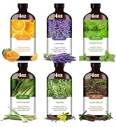 Aromatherapy Essential Oil Set - 6 bottles × 120ml Lavender, Vanilla, Peppermint, Orange,Lemongra...