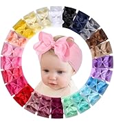 OAOLEER 24PCS Baby Girls Bows Headbands, Nylon Hairbands Ribbon Bow Elastic Hair Accessories for ...