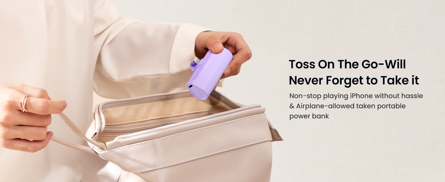 mini portable power bank purple