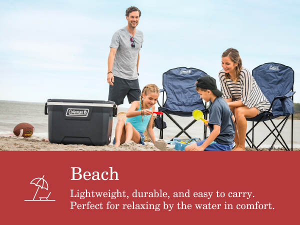 coleman lawn chair use case beach lightweight durable family carry portable relax comfort blue black