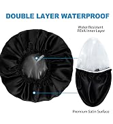 4 PCS Shower Caps for Women, Double Layers Waterproof Bath Caps, Elastic and Reusable Shower Cap