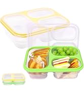 FUSMYE 2 Pack Big Collapsible Full Silicone Bento Lunch Boxes With Lids, 3 Compartments, 45.6oz, ...