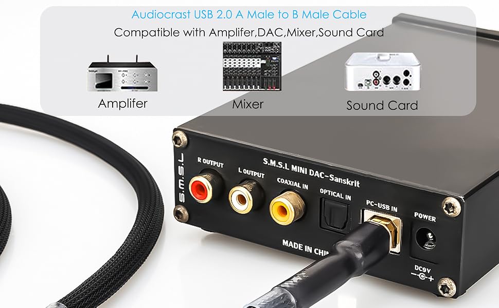 hifi usb2.0 A-male to B-male cord