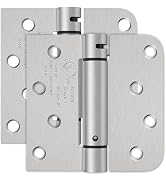 4 Inch Self Closing Door Hinges, Spring Loaded Door Hinges 5/8" Radius Corners for Exterior, Gara...