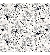 Beige and Black Floral Peel and Stick Wallpaper Boho Contact Paper
