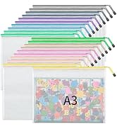 JARLINK 20PCS Mesh Zipper Pouch Bags, A3 Puzzle Bags with Zipper, Waterproof Zipper Pouches for C...