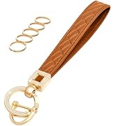 OHKYOOT Microfiber Leather Wristlet Keychain,Wrist Keychain Car Key Chain with 5 Key Ring and Ant...