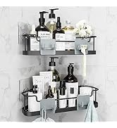 Orimade Corner Shower Caddy Organizer Basket with Hooks Adhesive No Drilling Wall Mount Bathroom ...