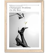 Framed Newspaper Wall Art, Champagne Problems Poster Black and White Vintage Aesthetic Canvas Pri...