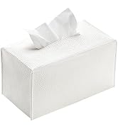 REGELETO Rectangular Tissue Box Cover, Pu Leather Rectangle Tissue Box Holder with Bottom Belt Mo...