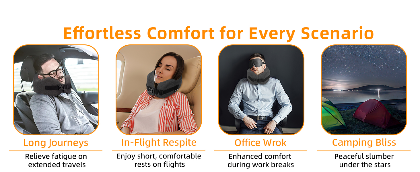 Neck Pillow Airplane Travel Set Pure Memory Foam Travel Neck Plane for Long Flights Essentials