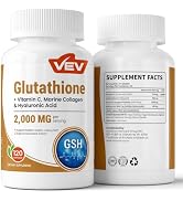 VEV Glutathione Supplement 600mg, Vitamin C & Collagen, 40-Day Supply | Antioxidant Support for S...