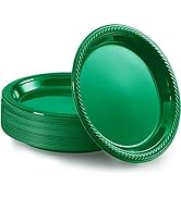 Amcrate Green Disposable Party Plastic Dessert Plates 7" - Ideal for Weddings, Party’s, Birthdays...