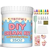35oz White Whipped Cream Glue Kit,Whipped Clay, with 7 Color Pigments, 100 Piping Bags, 6 Nozzles...