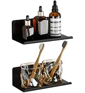 SAYAYO Black Floating Shelves for Wall Storage, 8 Inch Screw or Self Adhesive Wall Shelves for Be...