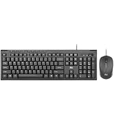Wired Keyboard and Mouse Combo, Rii RK907 USB Ultra-Slim Compact USB Wired Keyboard and Mouse Com...