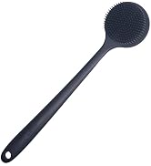 DNC Back Scrubber for Shower Soft Silicone Bath Body Brush with Long Handle (Black)