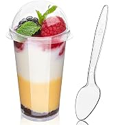 Zezzxu 50 Pack Mini Dessert Cups with Lids and Spoons, 3oz Clear Plastic Parfait Glasses Appetize...