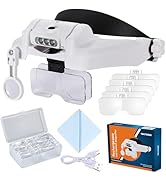 YOCTOSUN LED Headband Magnifier, Rechargeable Illuminated Magnifying Visor -1X to 14X Zoom, Hands...