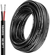LightingWill 18 Gauge 2 Conductor Electrical Wire, 32.8FT Stranded PVC Tinned Copper Wire, 18 AWG...