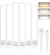 maylit 6 Pack Under Cabinet Lighting, 3 Color Temps Motion Sensor Light Indoor, Rechargeable Batt...