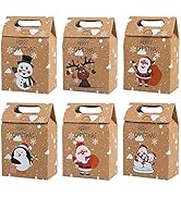 CCINEE Christmas Treat Bags, 24pcs Kraft Paper Gift Bags for Christmas Party Gift Packing Supply