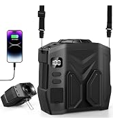 Portable Personal Waist Fan Rechargeable, 10000mAh 5 Speeds 13500RPM Strong Airflow, LED Light & ...