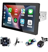 Haudio 10.1 Inch Single Din Car Stereo,Support Wireless CarPlay and Android Auto,360 Rotatable Sc...