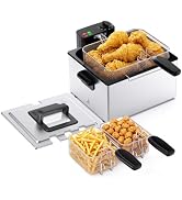 NEWBULIG Deep Fryer with Basket, 5 Liter Electric Deep Fryer with 1800W Power, Adjustable Tempera...