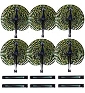 Bestage 20 Pcs 10" Safari Print Peacock Fans Decorations Animal Folding Paper Hand Fans Bulk for ...