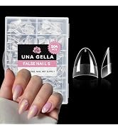UNA GELLA Short Almond Gel Nail Tips: 504PCS Acylic Nail Tips Almond Shape Extra Short Pre Etched...