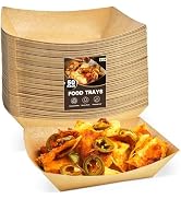ZORRITA 3 Lb Paper Food Trays - 50 Pack Disposable Nacho Trays, Kraft Paper Food Boats Taco Holde...