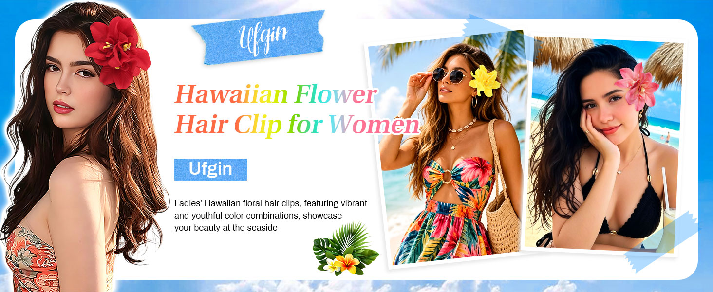hawaiian flower hair clips for women