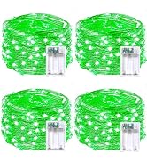 4 Pack Fairy Lights Battery Operated Halloween String Lights Timer Green | Each 16FT 50 LED, Bend...
