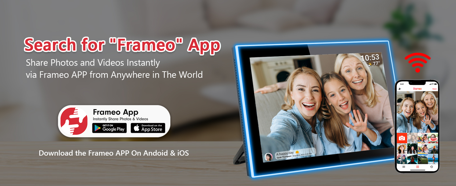 FRAMEO 10.1 Inch Smart WiFi Digital Photo Frame Digital Picture Frame