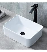 Ufaucet Bathroom Vessel Sink Rectangle, 16x12 White Bathroom Ceramic Vessel Sink Above Counter, M...
