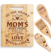 Riveira Wooden Spoons For Cooking & Cutting Board – Great Mother's Day Gift Ideas with its Unique...