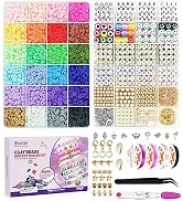 Gionlion Clay Beads Bracelet Making Kit, Pack 2 Boxes Preppy Letter Spacer Beads and Charms Kit f...