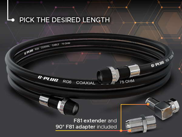 various 50ft length coaxial cable with extender and connector